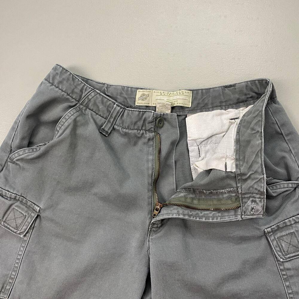 Vintage American Eagle Cargo Shorts Womens 4 Gray Canvas 90s Y2K Grunge 27x6 - Picture 12 of 14